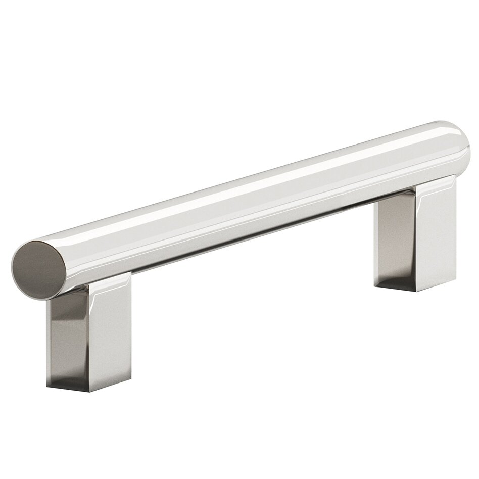 3" Centers Rectangular Post Bar Pull in Polished Nickel