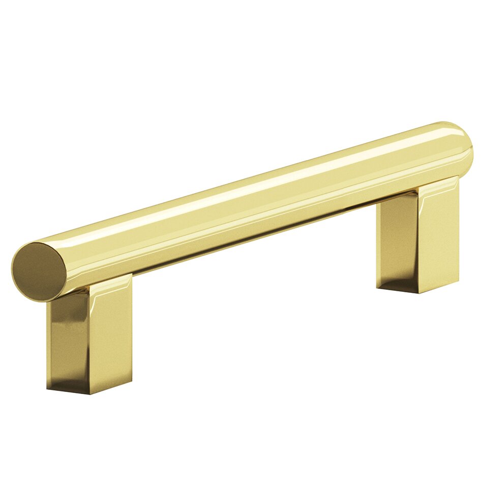 3" Centers Rectangular Post Bar Pull in Polished Brass