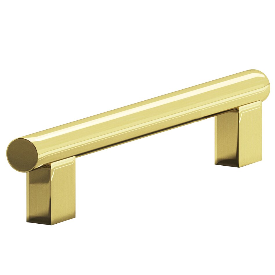 3" Centers Rectangular Post Bar Pull in Polished Brass Unlacquered