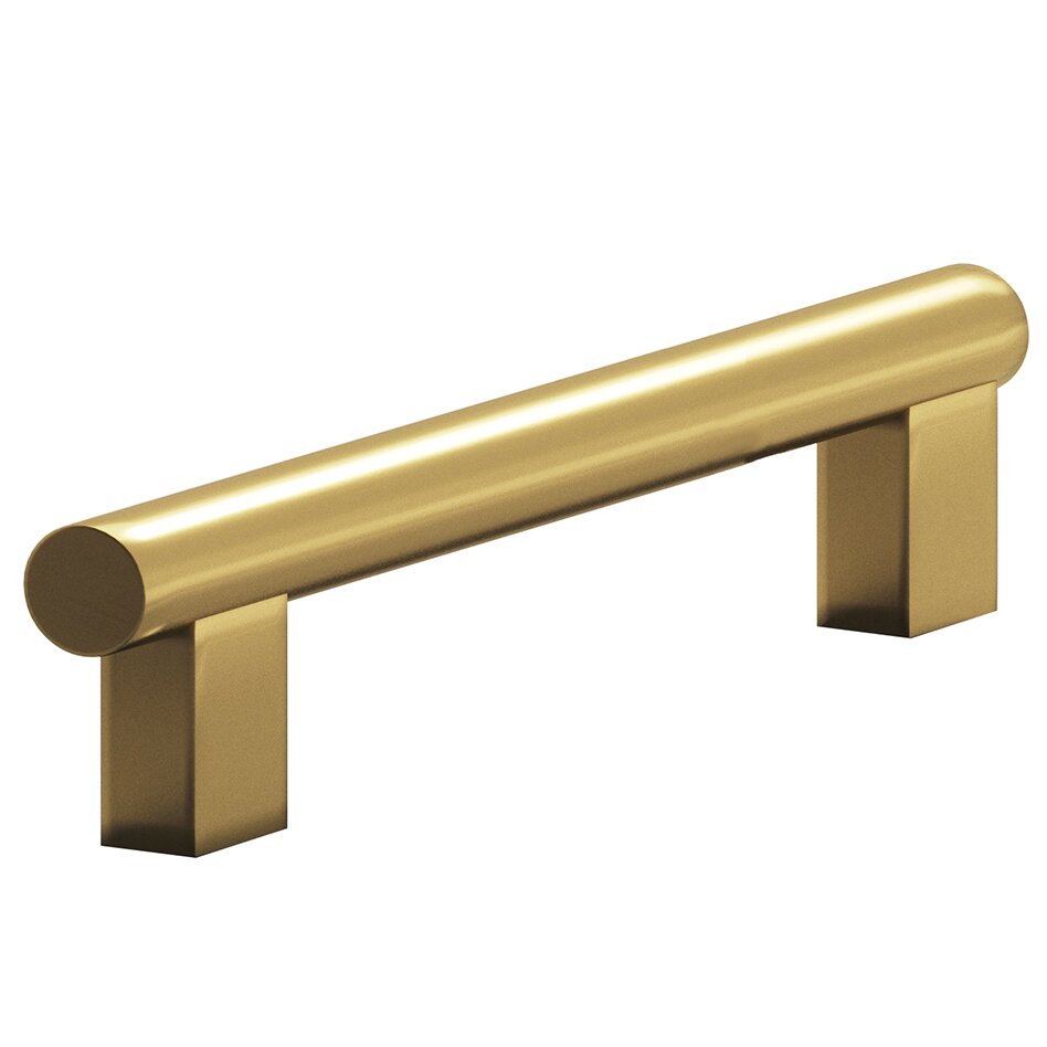 3" Centers Rectangular Post Bar Pull in Unlacquered Satin Brass