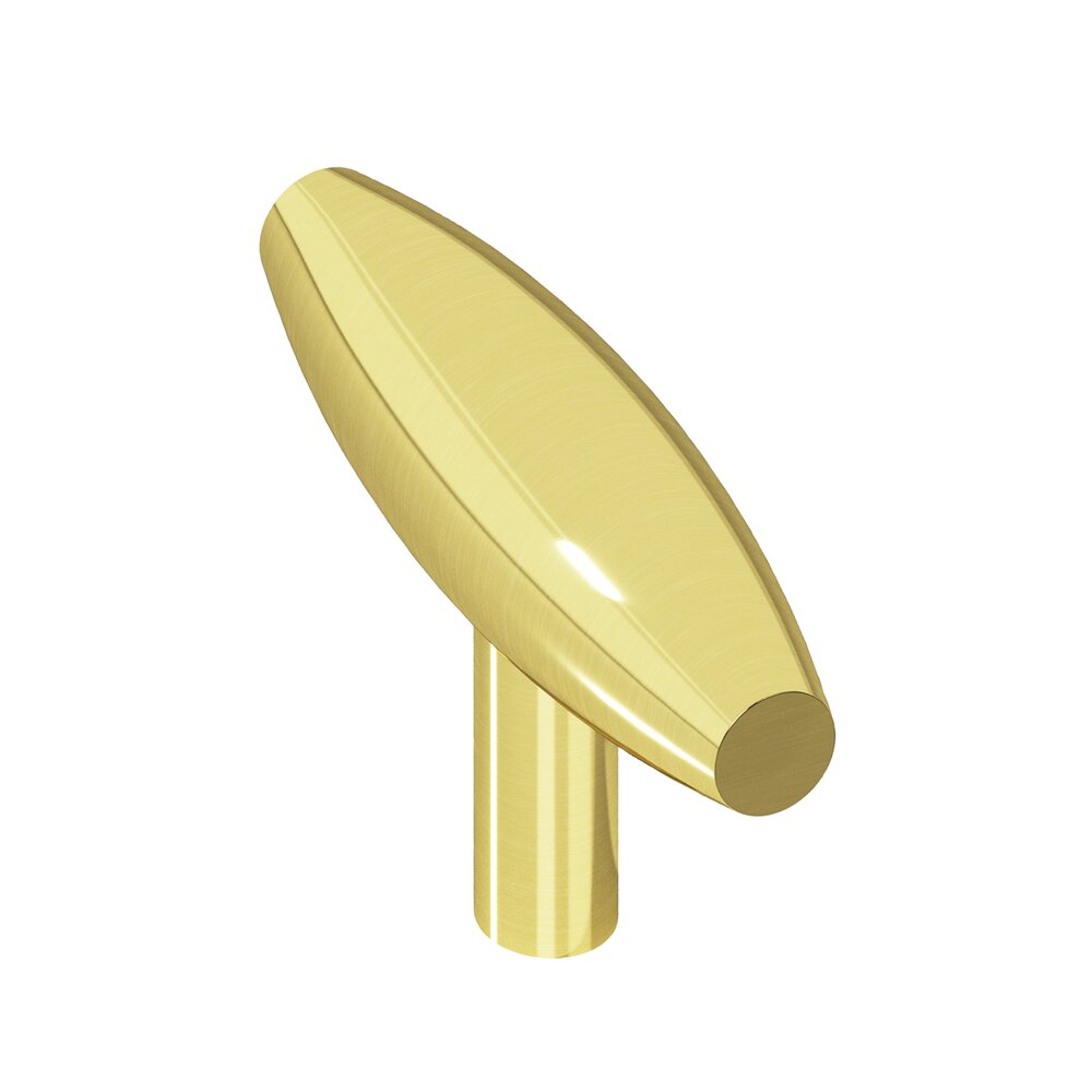 2" Long Knob in Polished Brass Unlacquered