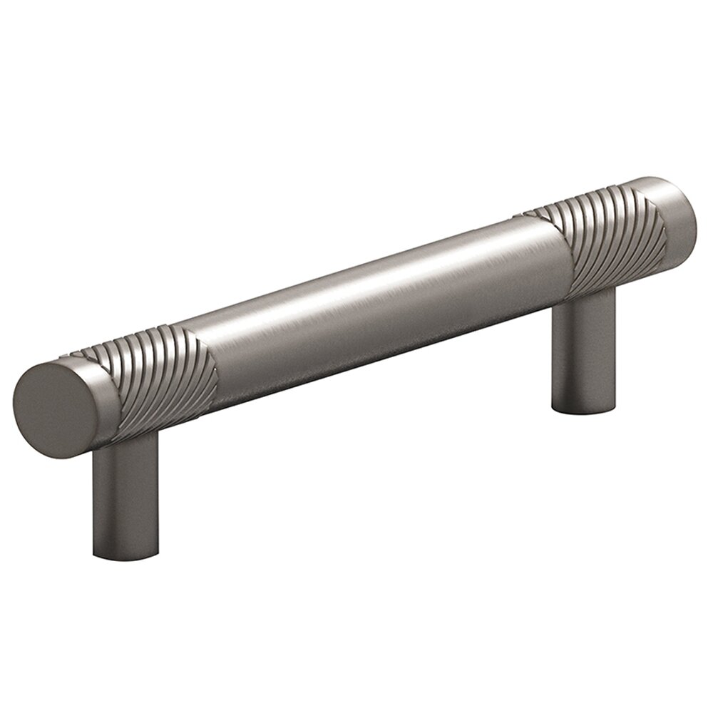 4" Centers Single Knurl European Bar Pull in Pewter