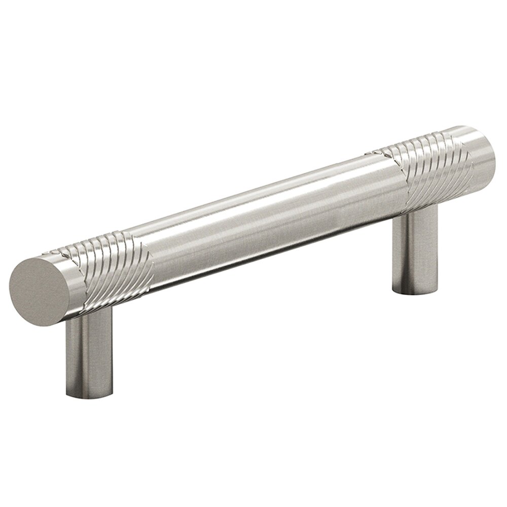4" Centers Single Knurl European Bar Pull in Nickel Stainless