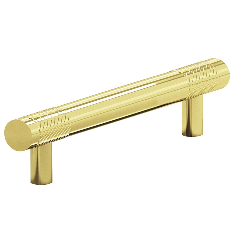 4" Centers Cabinet Pull Hand Finished in Unlacquered Polished Brass