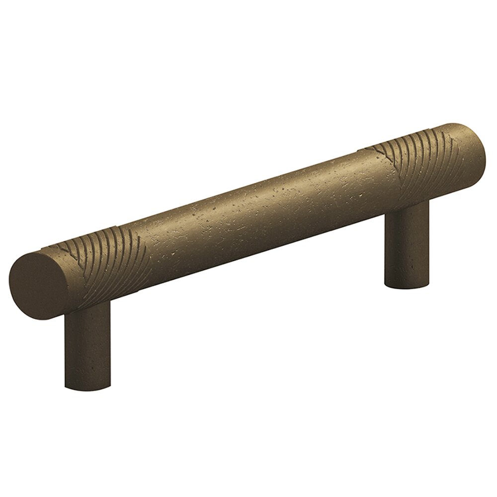 4" Centers Single Knurl Bands Pull in Distressed Oil Rubbed Bronze