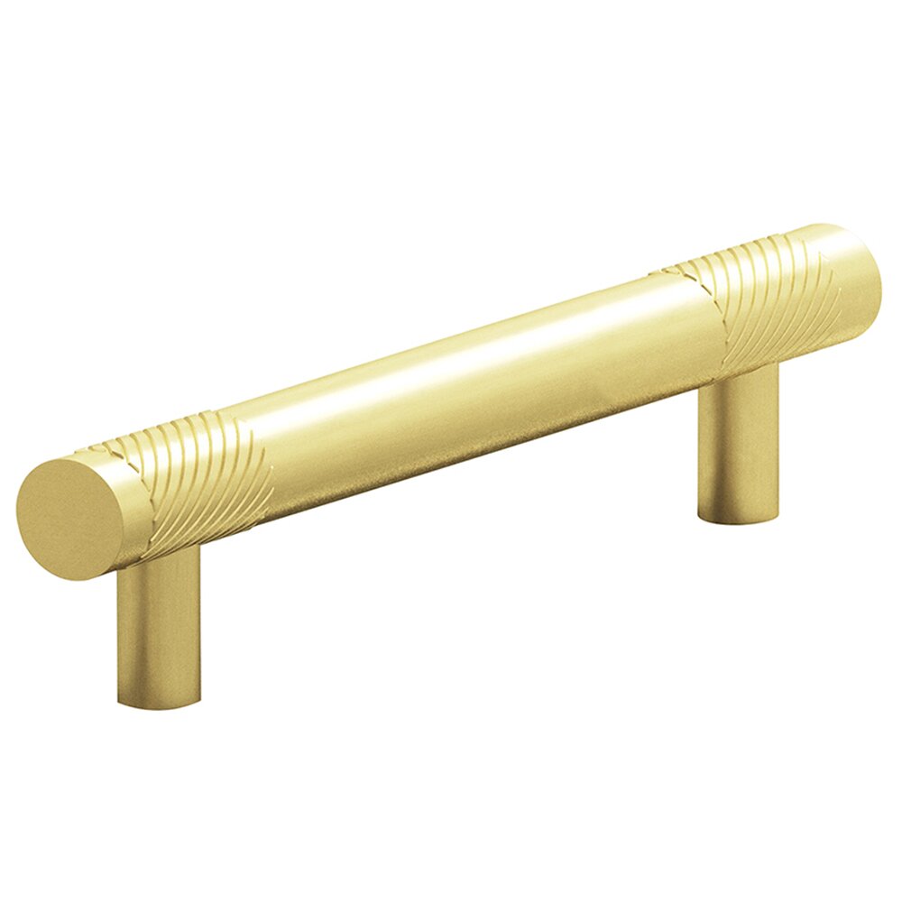 4" Centers Single Knurl Bands Pull in Matte Satin Brass