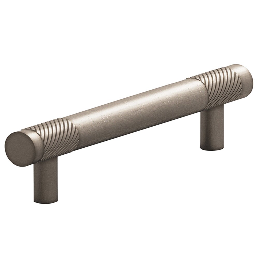 4" Centers Single Knurl European Bar Pull in Distressed Pewter