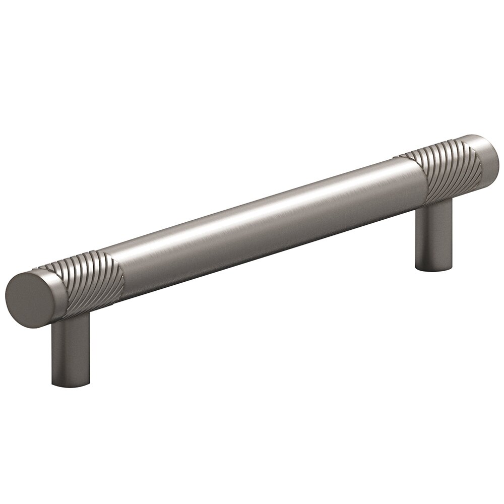 6" Centers Single Knurl European Bar Pull in Pewter