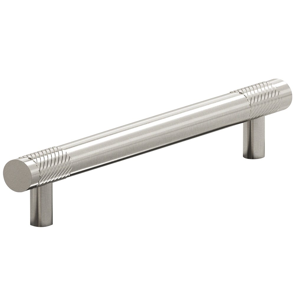 6" Centers Single Knurl European Bar Pull in Nickel Stainless