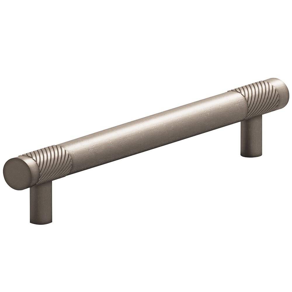 6" Centers Single Knurl European Bar Pull in Distressed Pewter