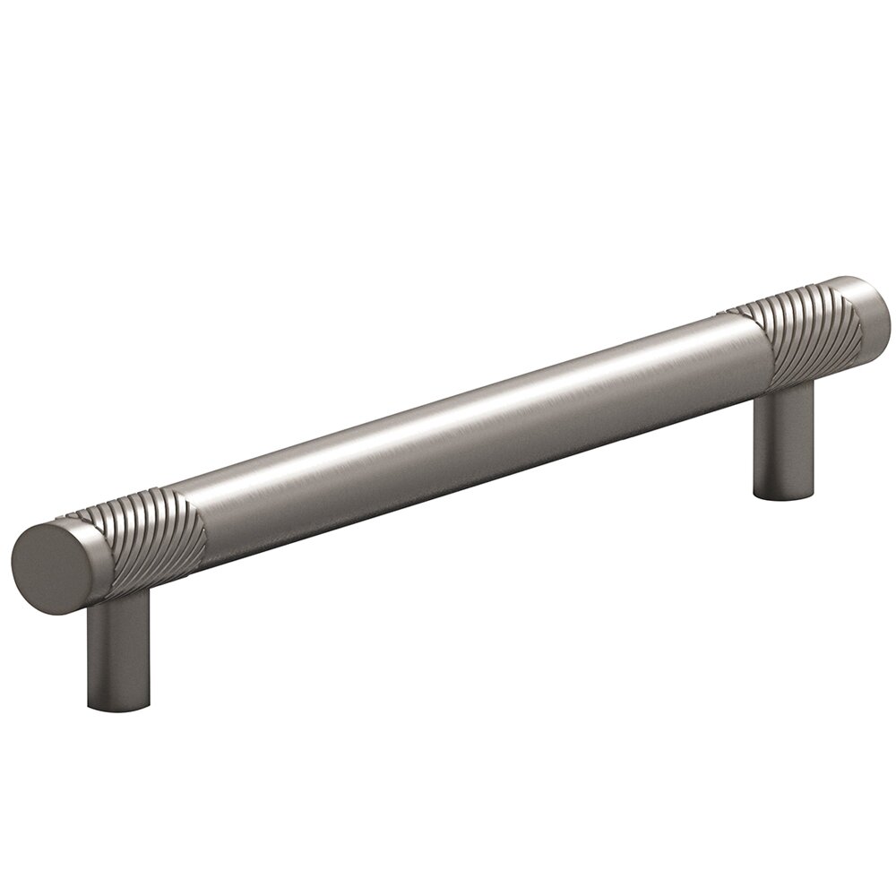 8" Centers Single Knurl European Bar Pull in Pewter