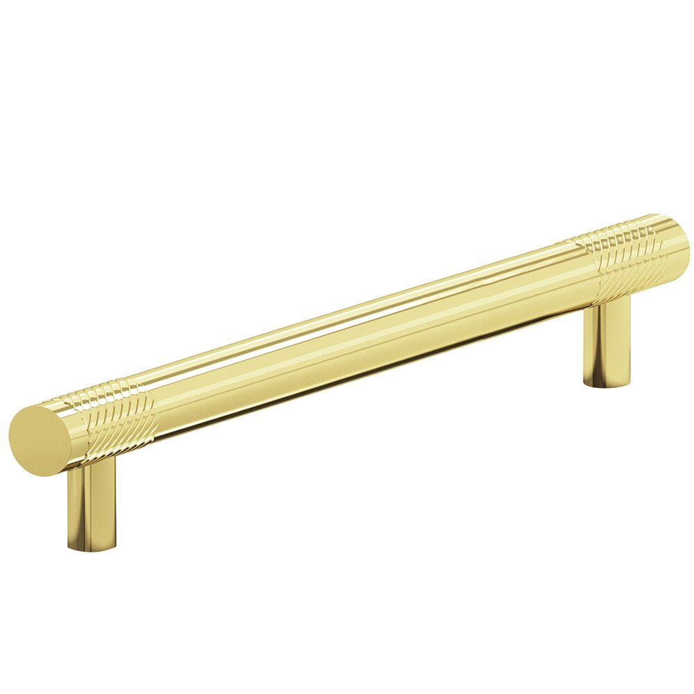 8" Centers Single Knurl Bands Appliance/Oversized Pull in Polished Brass