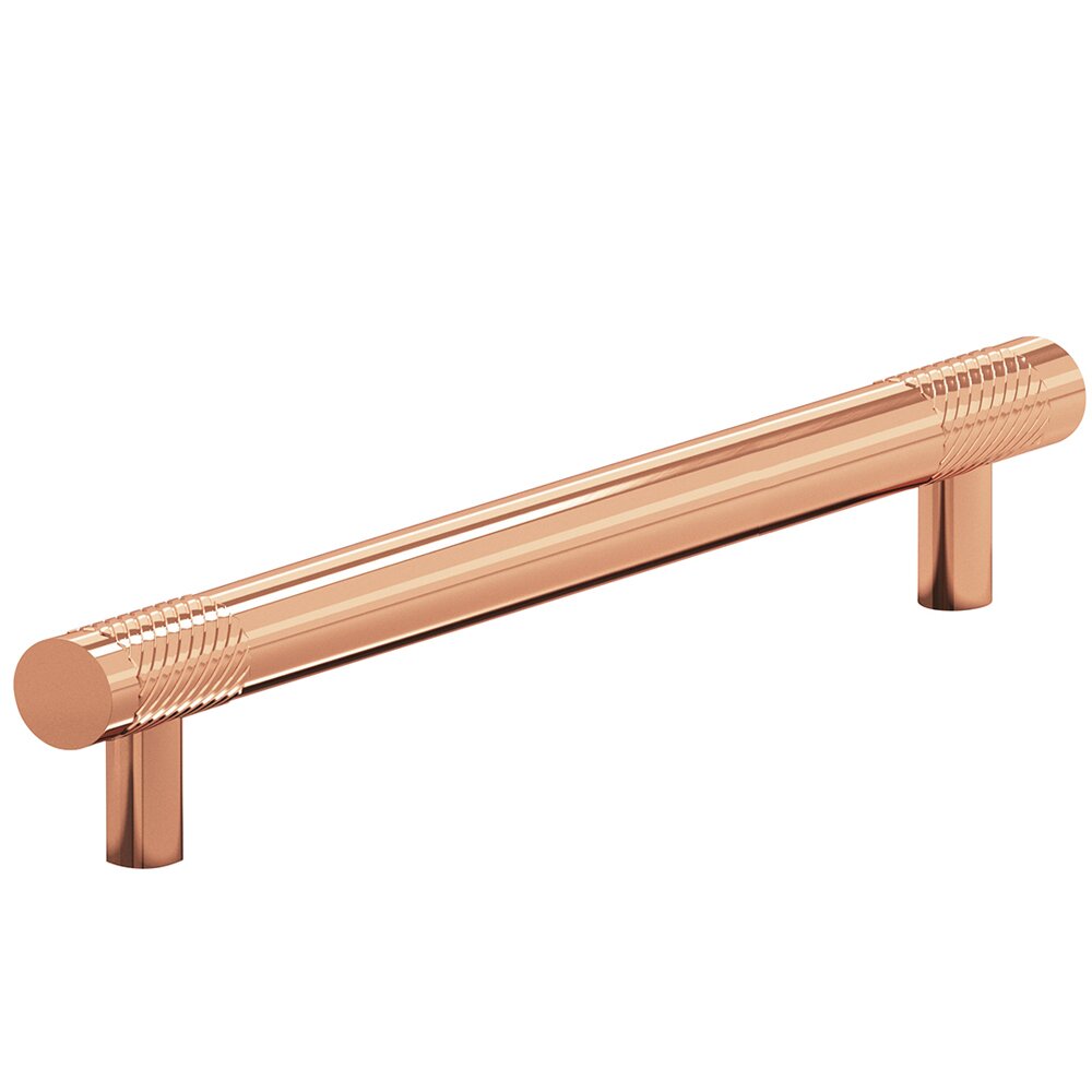 8" Centers Single Knurl Bands Appliance/Oversized Pull in Polished Copper