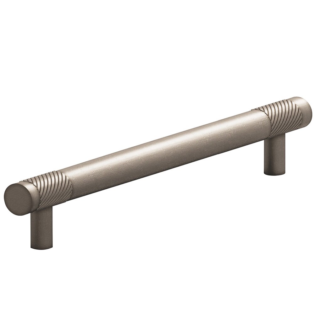 8" Centers Single Knurl European Bar Pull in Distressed Pewter