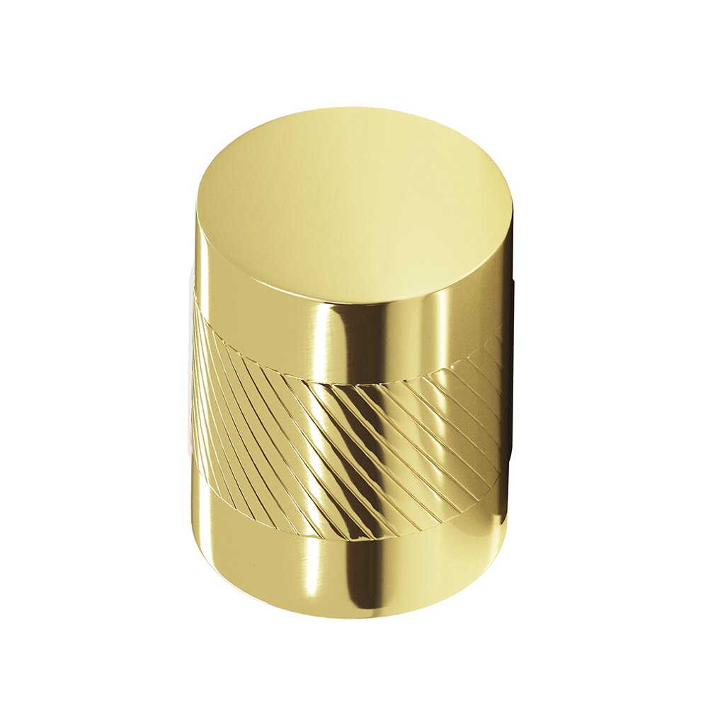 1" Diameter Single Knurl Knob in Polished Brass