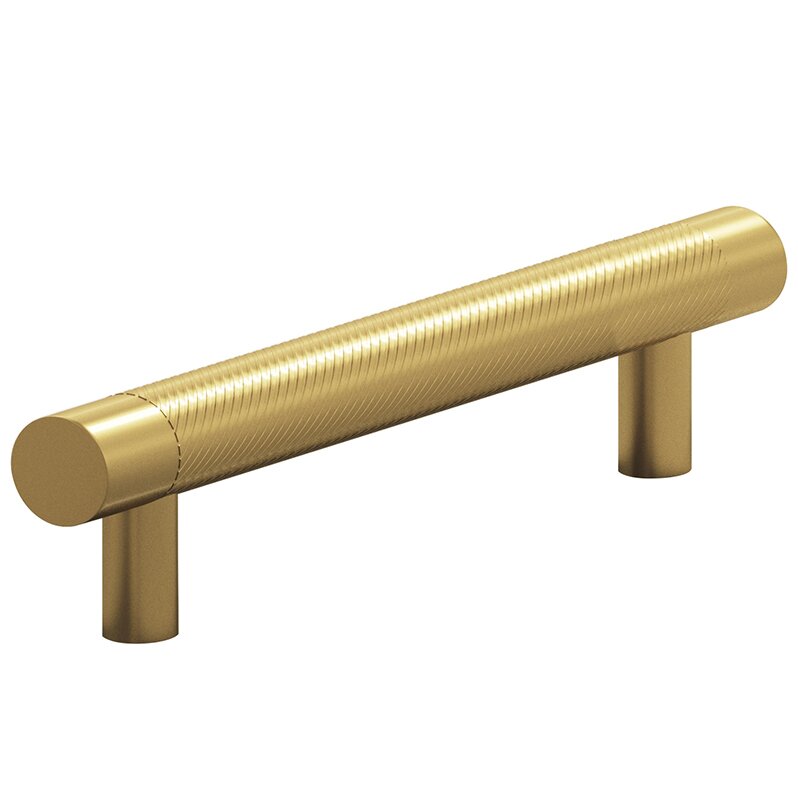 4" Centers Single Knurl Pull in Unlacquered Satin Brass