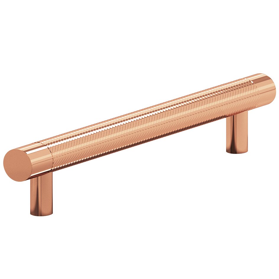 5/8" Diameter Pull Full Single Knurl 6" Centers in Polished Copper