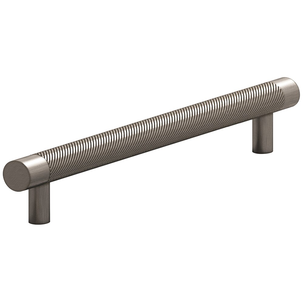 8" Centers Single Knurl European Bar Pull in Pewter