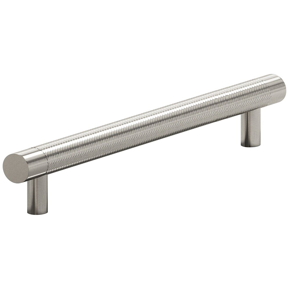 8" Centers Single Knurl European Bar Pull in Nickel Stainless
