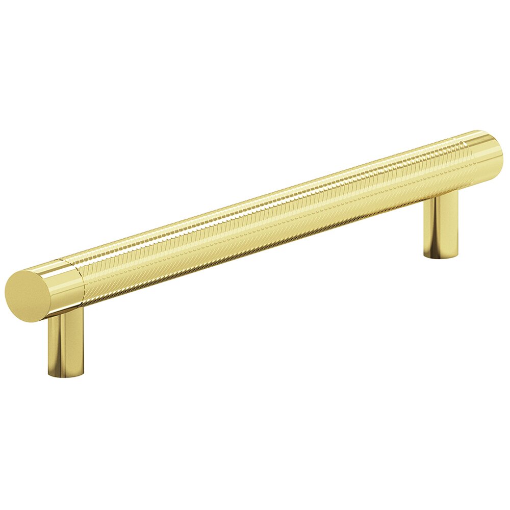 8" Centers Full Single Knurl Appliance/Oversized Pull in Polished Brass