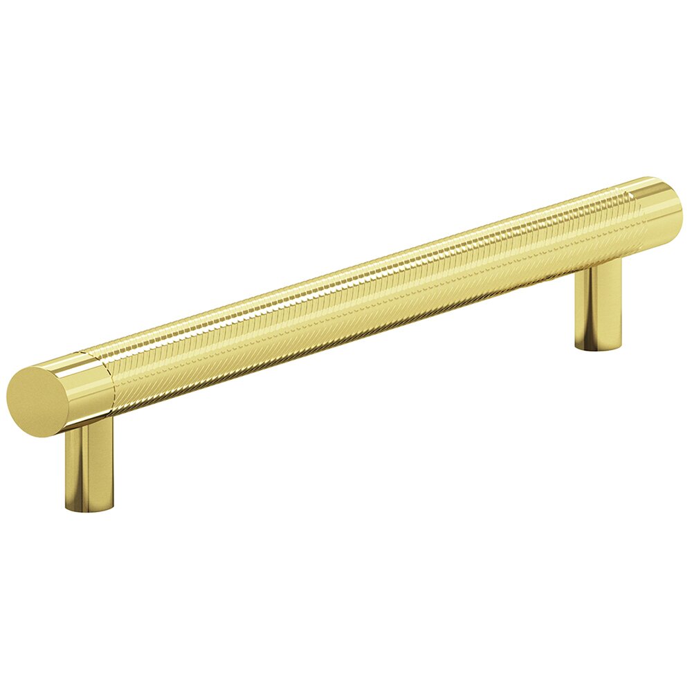 8" Centers Full Single Knurl Appliance/Oversized Pull in Polished Brass Unlacquered