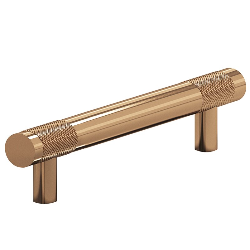 4" Centers Diamond Knurl Pull in Polished Bronze