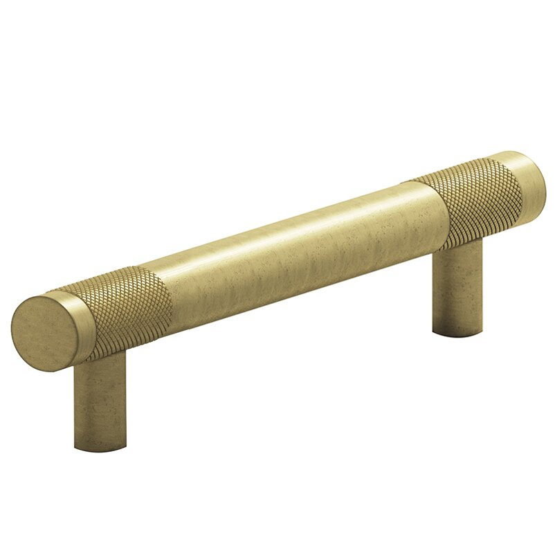 4" Centers Diamond Knurl Pull in Distressed Antique Brass