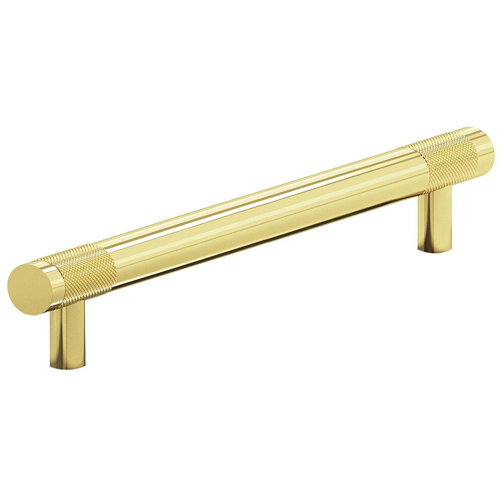 8" Centers Full Diamond Knurl Appliance/Oversized Pull in Polished Brass