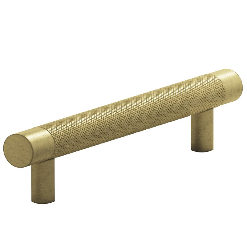 4" Centers Diamond Knurl Pull in Distressed Antique Brass