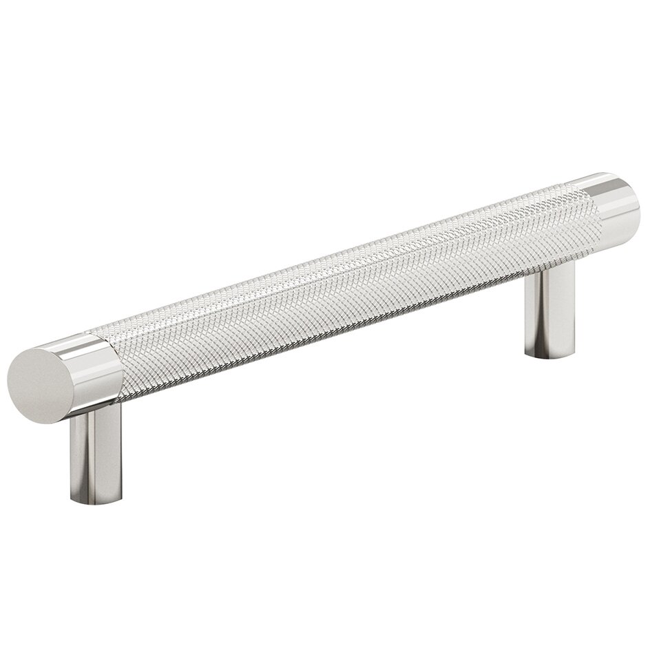 6" Centers Diamond Knurl Pull in Polished Nickel