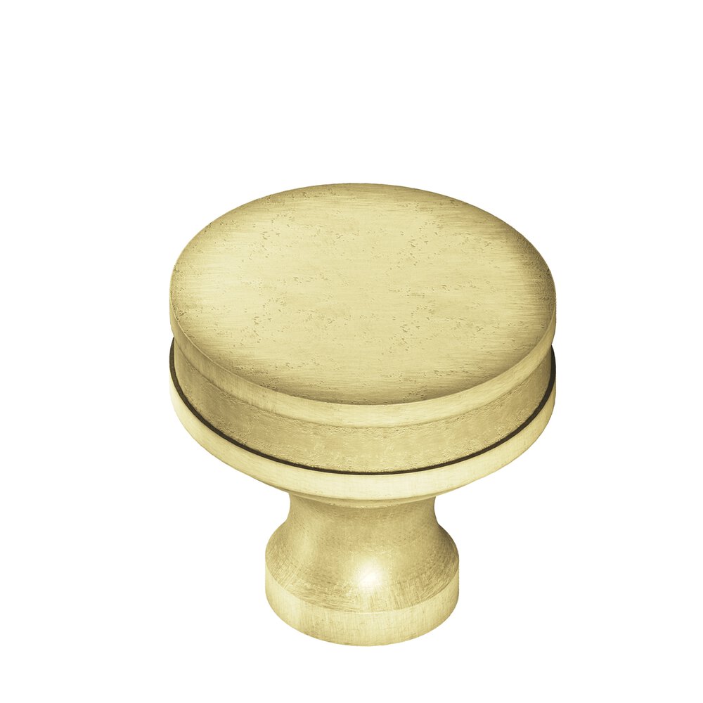 1" Diameter Round Smooth Sandwich Cabinet Knob In Distressed Antique Brass