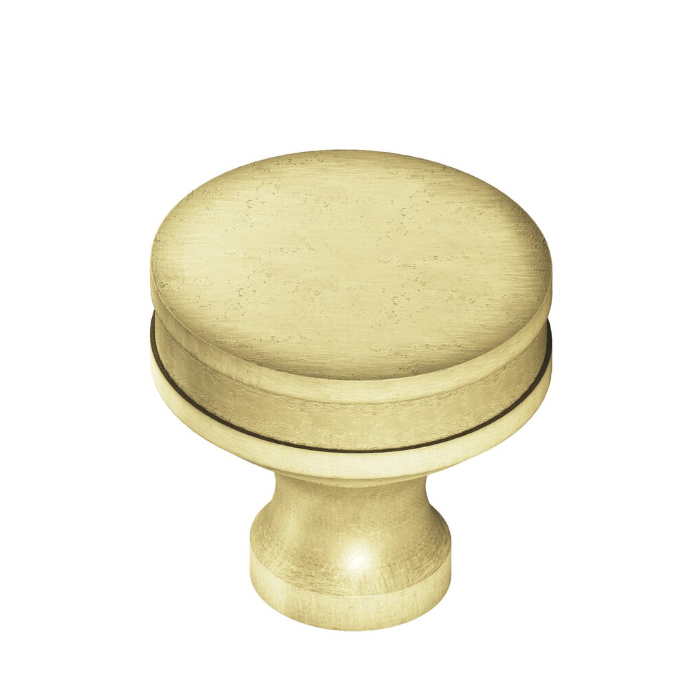 1.25" Diameter Round Smooth Sandwich Cabinet Knob In Distressed Antique Brass
