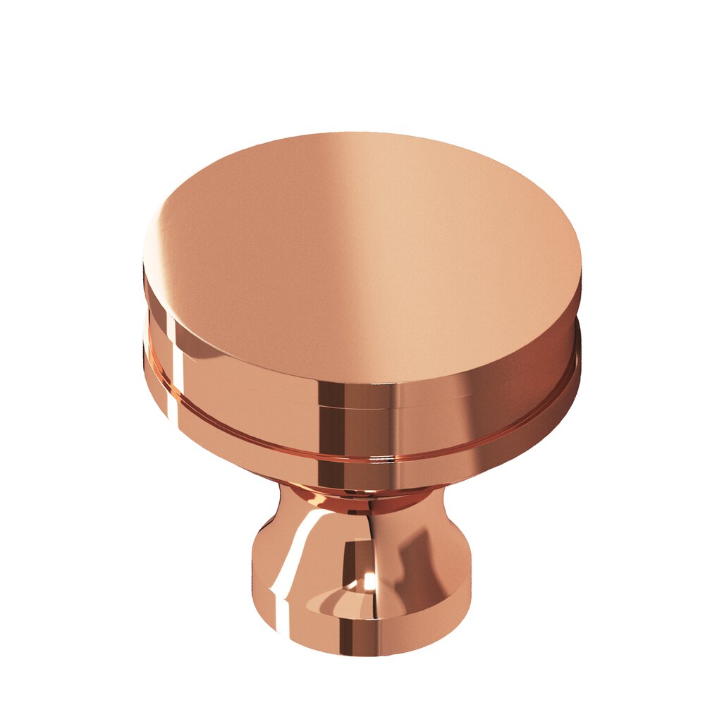 1.5" Diameter Round Smooth Sandwich Cabinet Knob In Polished Copper