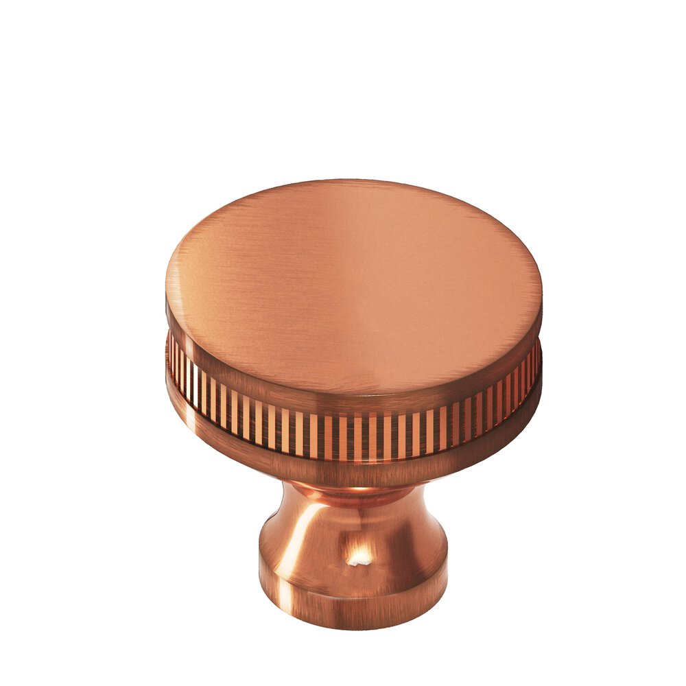 1" Diameter Round Coined Sandwich Cabinet Knob In Antique Copper