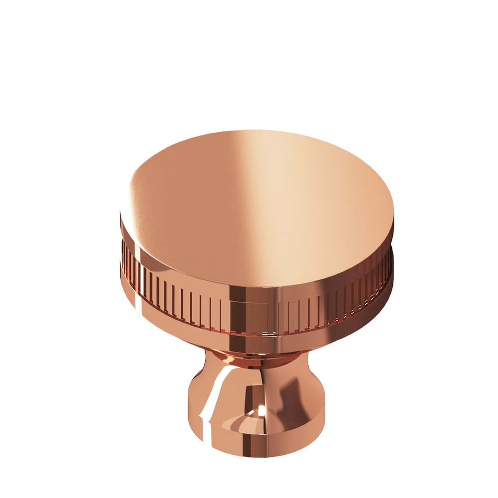 1" Diameter Round Coined Sandwich Cabinet Knob In Polished Copper