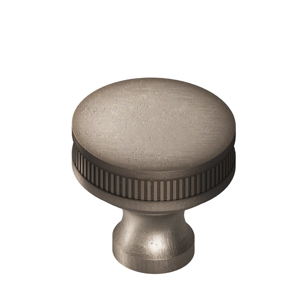 1" Diameter Round Coined Sandwich Cabinet Knob In Distressed Pewter