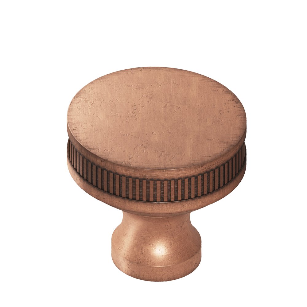 1.25" Diameter Round Coined Sandwich Cabinet Knob In Distressed Antique Copper