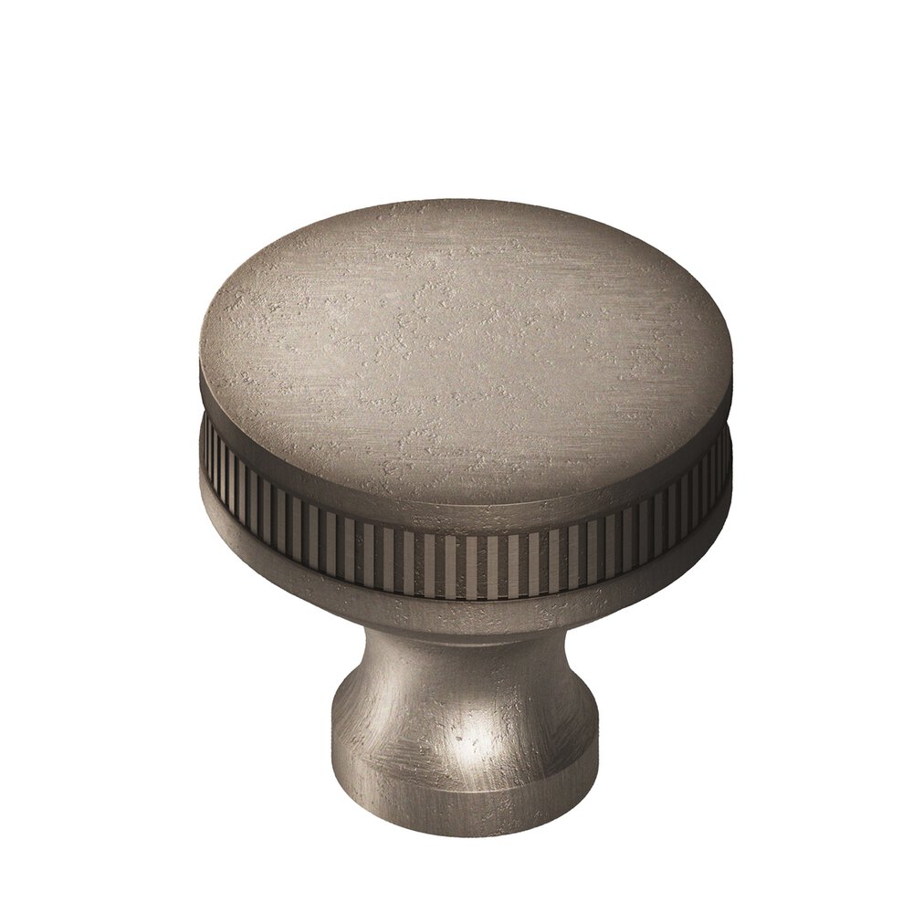 1.25" Diameter Round Coined Sandwich Cabinet Knob In Distressed Pewter