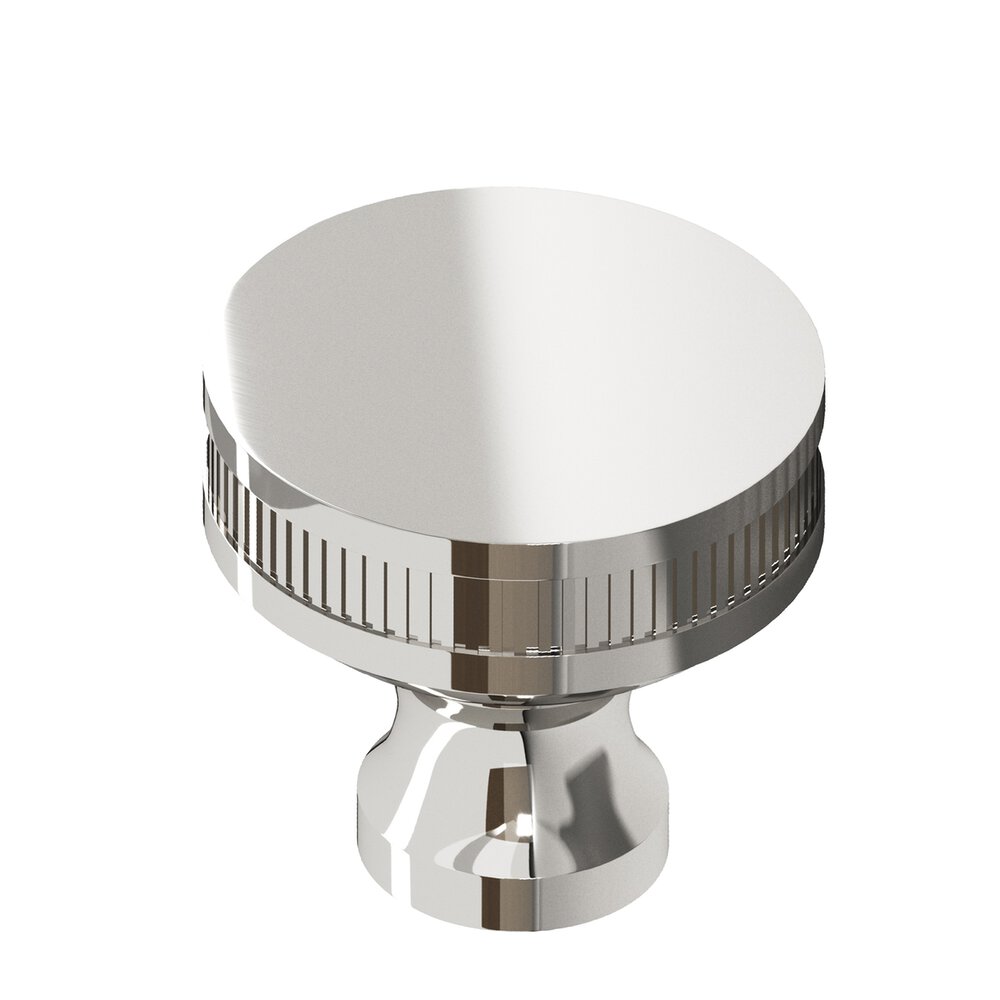 1.5" Diameter Round Coined Sandwich Cabinet Knob In Polished Nickel