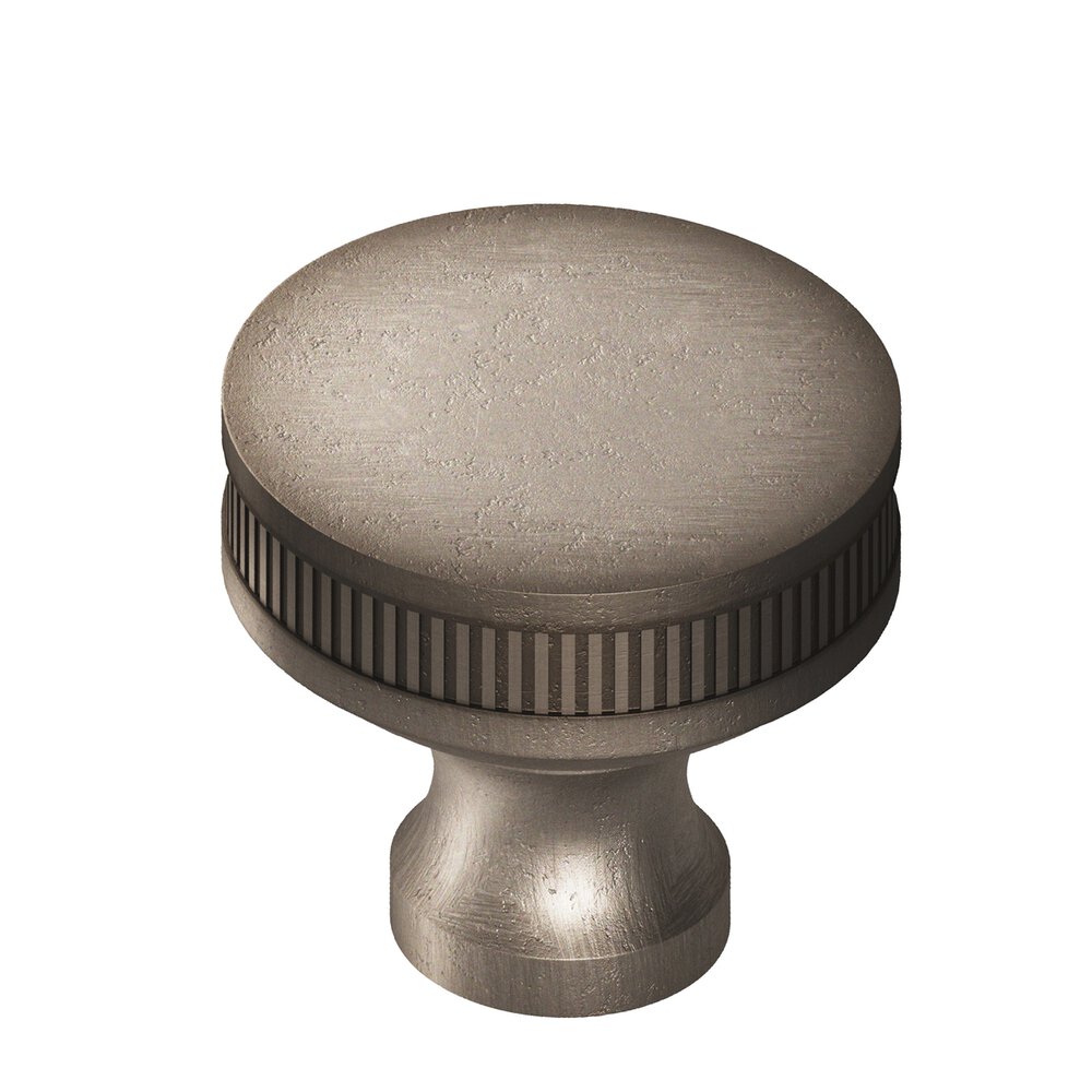 1.5" Diameter Round Coined Sandwich Cabinet Knob In Distressed Pewter