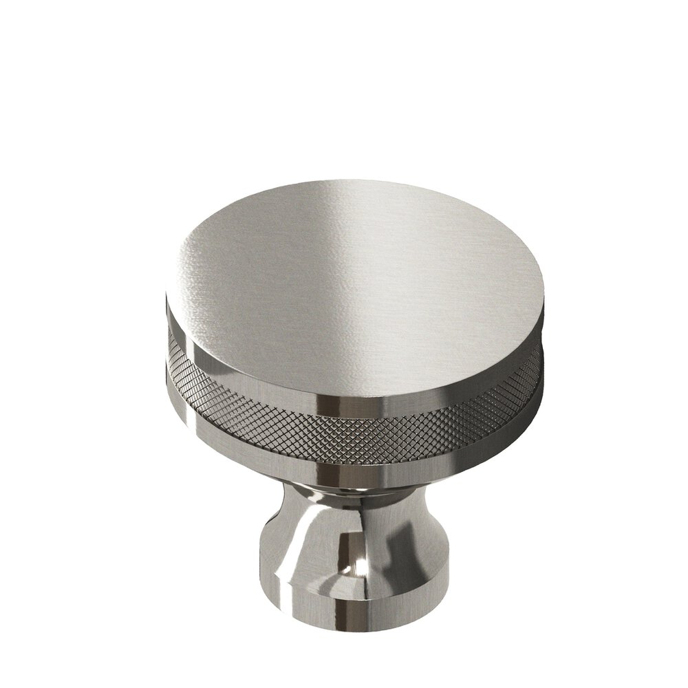 1" Diameter Round Diamond-Knurled Sandwich Cabinet Knob In Nickel Stainless