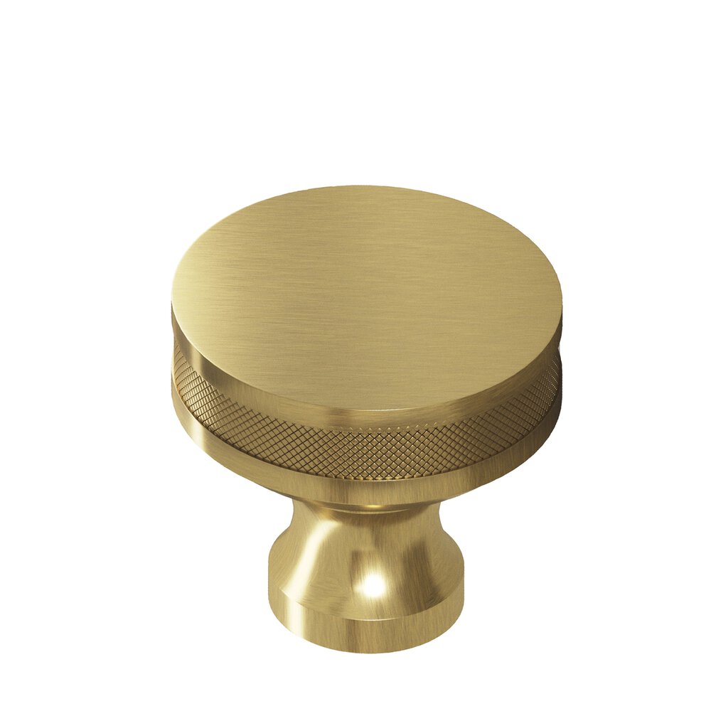 1" Diameter Round Diamond-Knurled Sandwich Cabinet Knob In Antique Brass