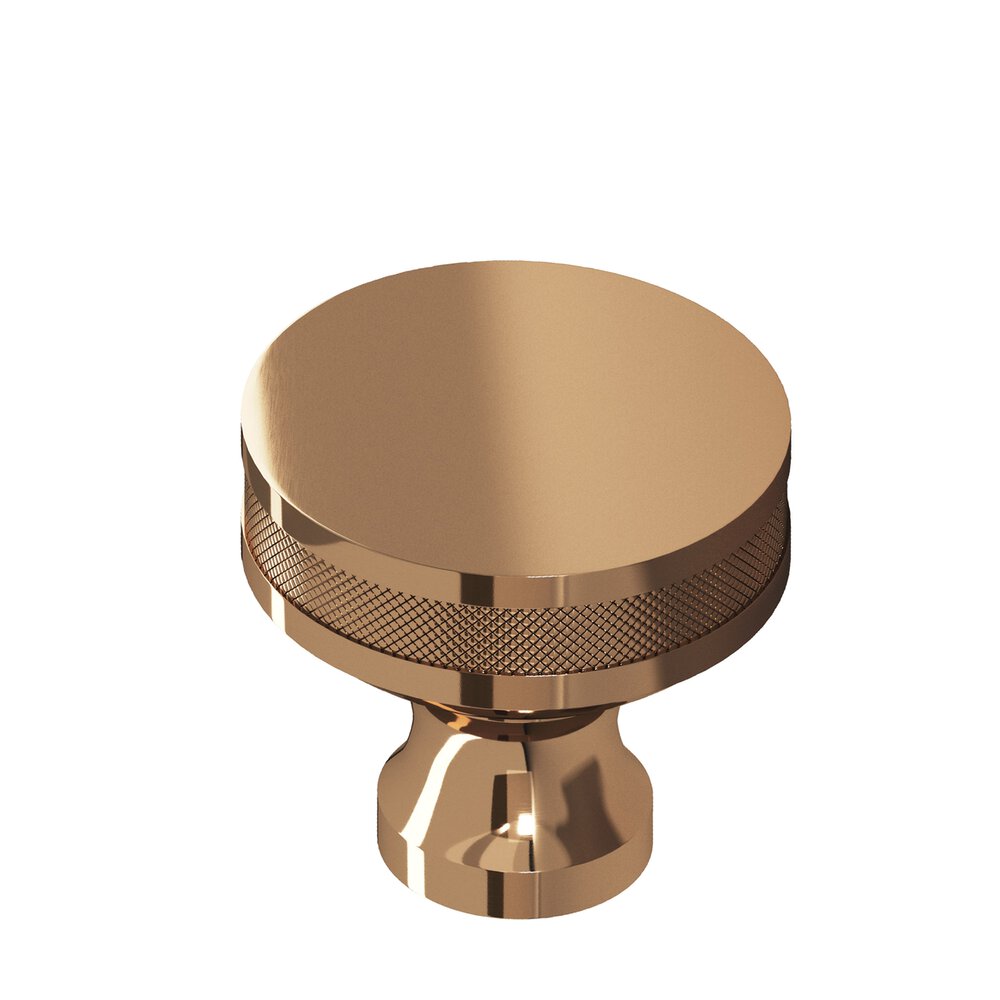 1" Diameter Round Diamond-Knurled Sandwich Cabinet Knob In Polished Bronze
