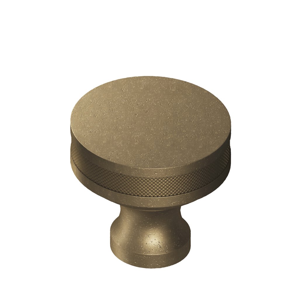 1" Diameter Round Diamond-Knurled Sandwich Cabinet Knob In Distressed Oil Rubbed Bronze