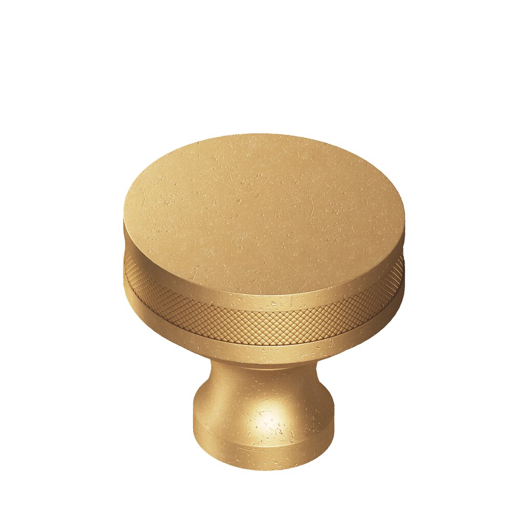 1" Diameter Round Diamond-Knurled Sandwich Cabinet Knob In Distressed Light Statuary Bronze
