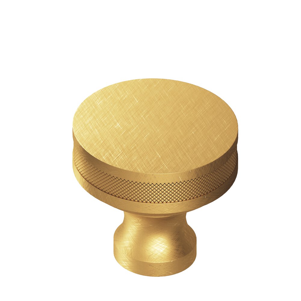 1" Diameter Round Diamond-Knurled Sandwich Cabinet Knob In Weathered Brass