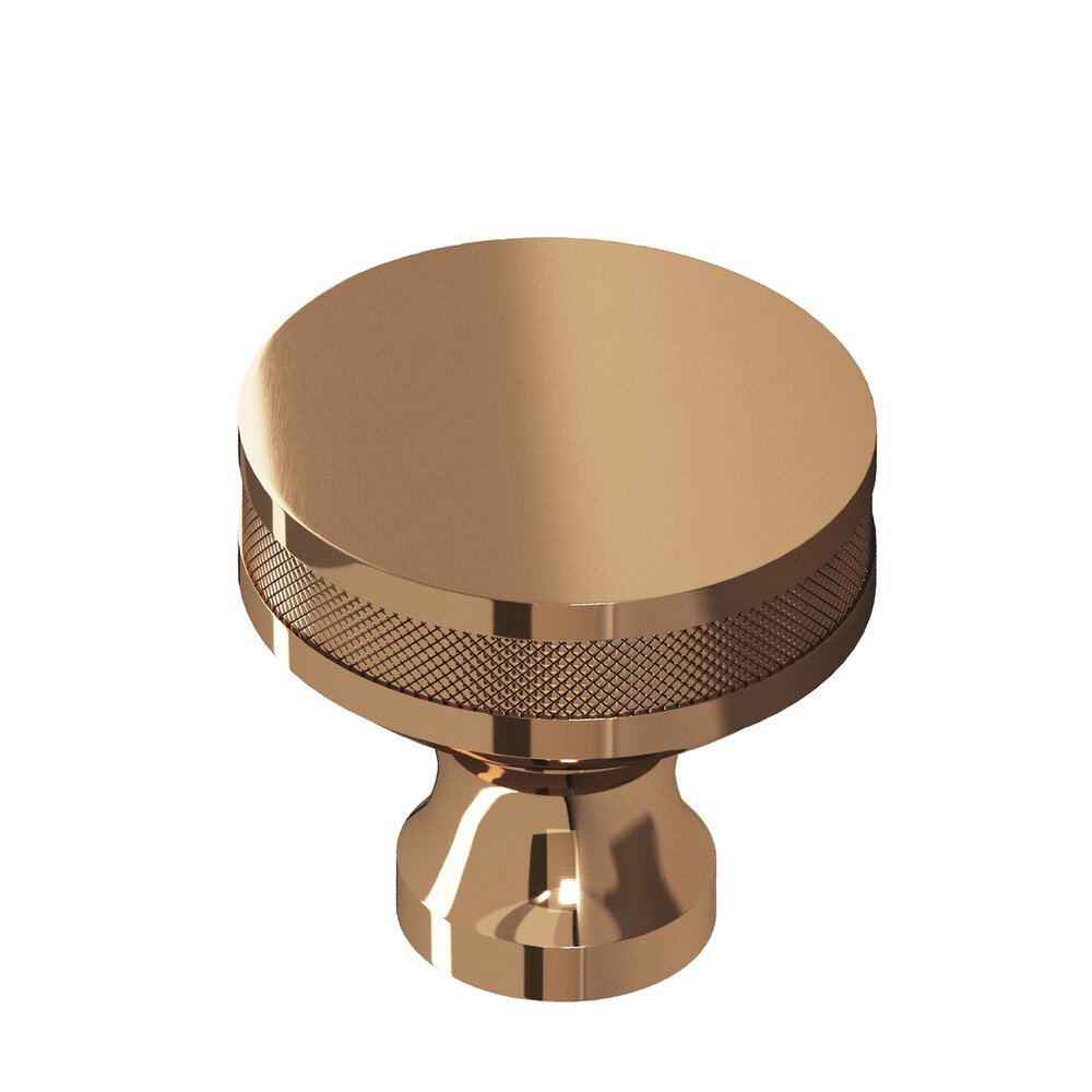 1.25" Diameter Round Diamond-Knurled Sandwich Cabinet Knob In Polished Bronze