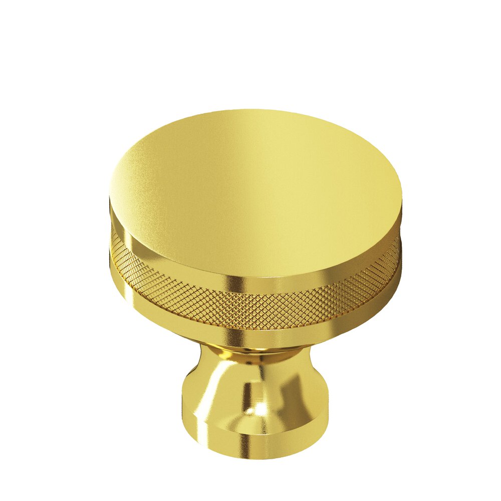 1.25" Diameter Round Diamond-Knurled Sandwich Cabinet Knob In French Gold