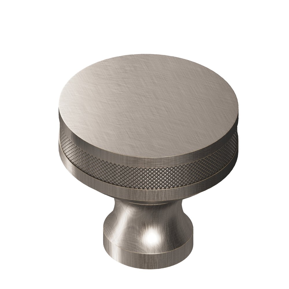 1.5" Diameter Round Diamond-Knurled Sandwich Cabinet Knob In Pewter