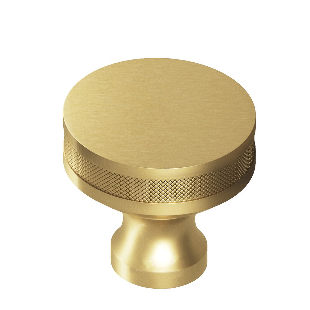 1.5" Diameter Round Diamond-Knurled Sandwich Cabinet Knob In Unlacquered Satin Brass